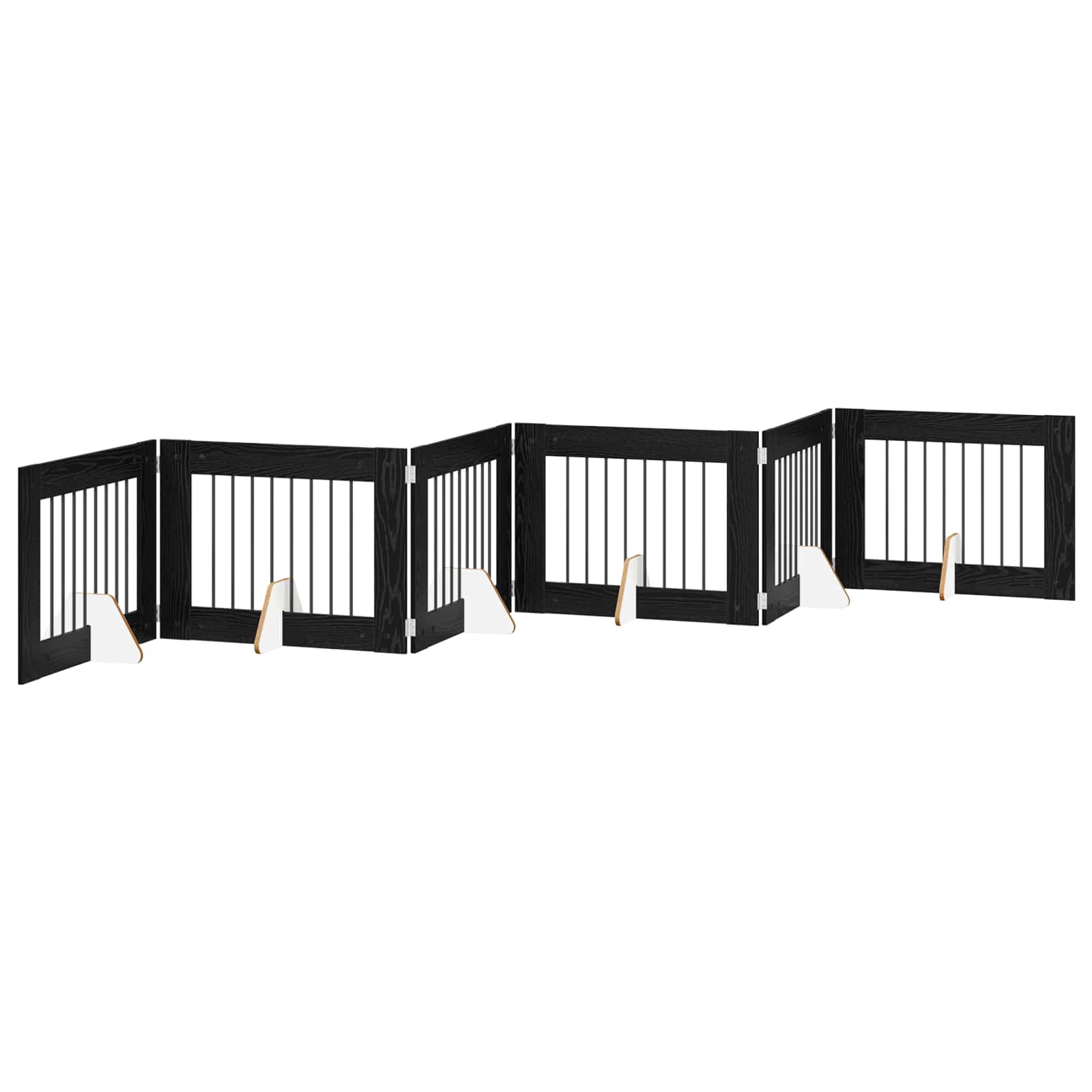 Hondenhekje met standaards 6 pcs Zwart eiken 80 x 60 cm