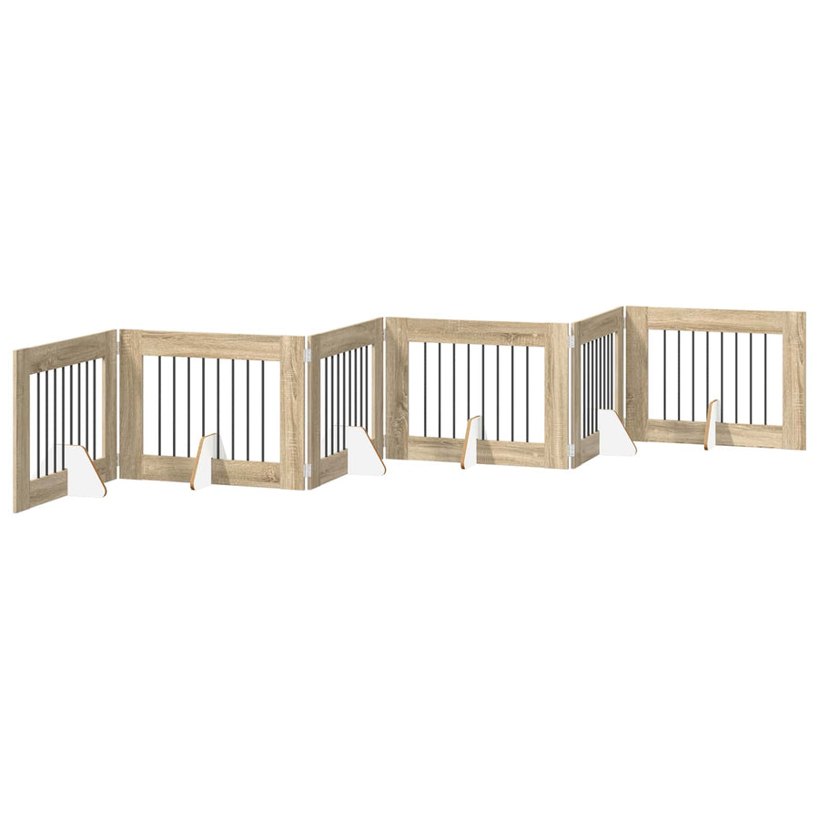 Hondenhekje met standaards 6 pcs Sonoma Eiken 80 x 60 cm