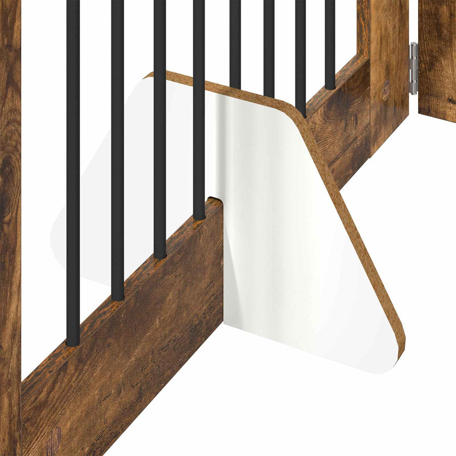 Hondenhekje met standaards 6 pcs Gerookt eiken 80 x 60 cm