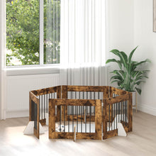 Hondenhekje met standaards 6 pcs Gerookt eiken 80 x 60 cm