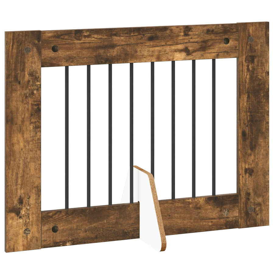 Hondenhekje met standaards 6 pcs Gerookt eiken 80 x 60 cm