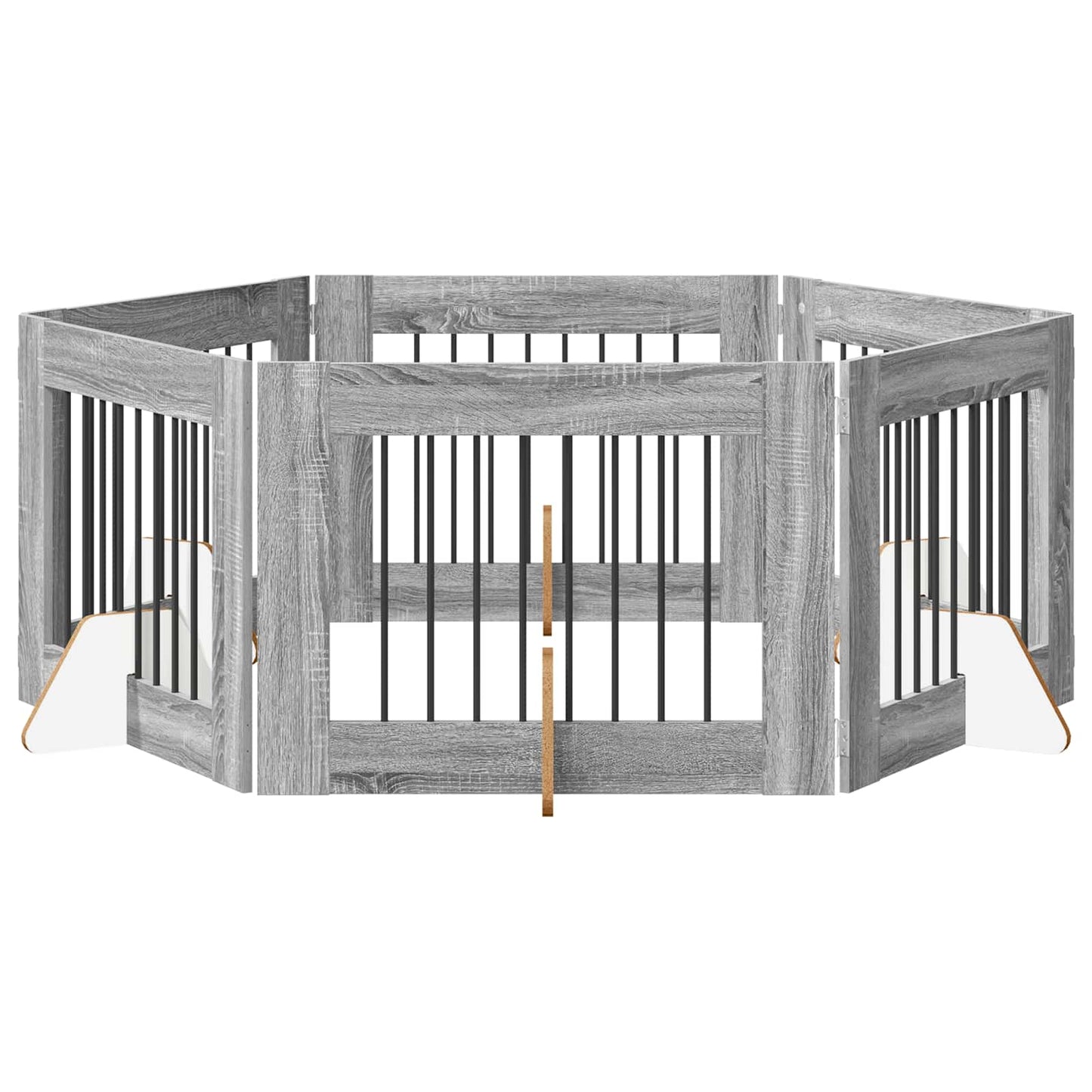 Hondenhekje met standaards 6 pcs Grijs sonoma 80 x 60 cm