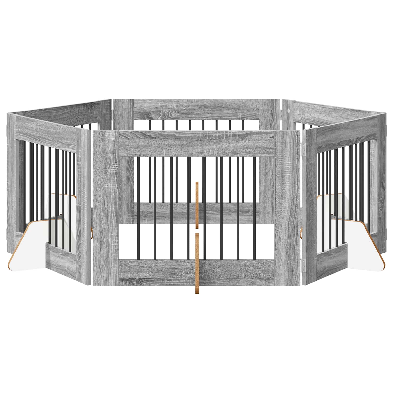 Hondenhekje met standaards 6 pcs Grijs sonoma 80 x 60 cm