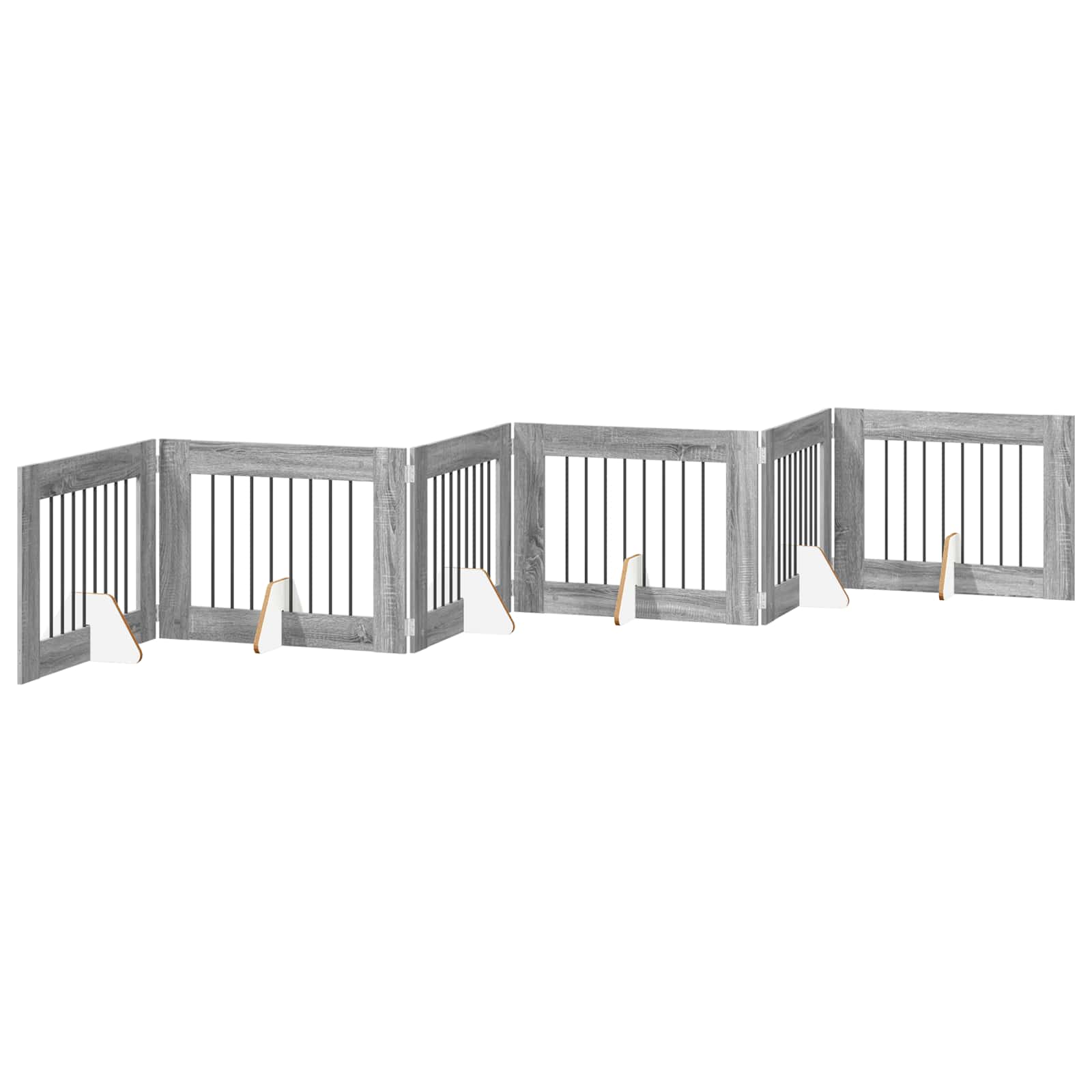 Hondenhekje met standaards 6 pcs Grijs sonoma 80 x 60 cm