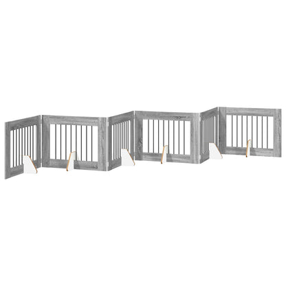 Hondenhekje met standaards 6 pcs Grijs sonoma 80 x 60 cm