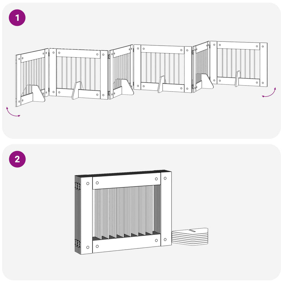 Hondenhekje met standaards 6 pcs Grijs sonoma 80 x 60 cm