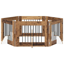 Hondenhekje met standaards 6 pcs Oud hout 80 x 60 cm