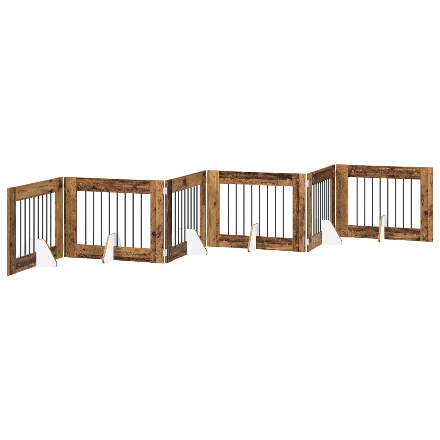 Hondenhekje met standaards 6 pcs Oud hout 80 x 60 cm