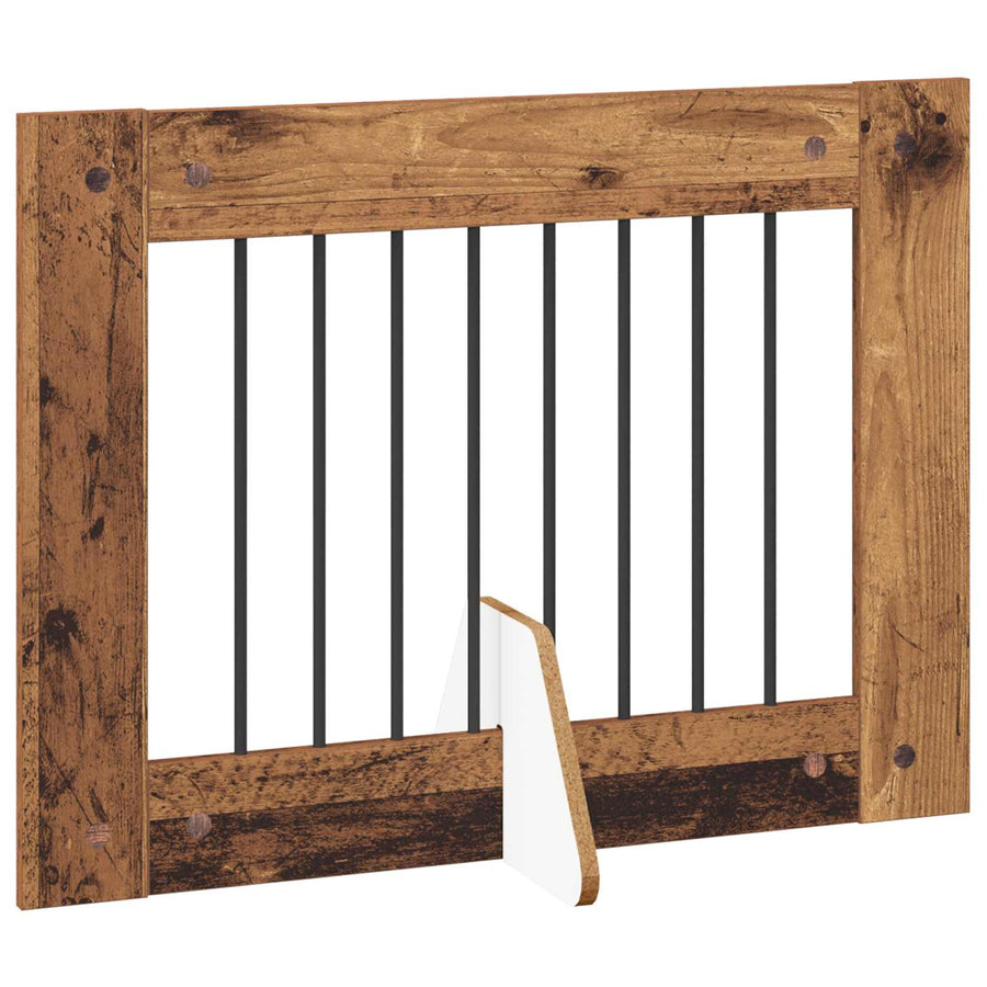 Hondenhekje met standaards 6 pcs Oud hout 80 x 60 cm