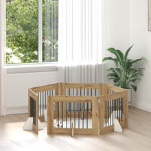 Hondenhekje met standaards 6 pcs Artisanaal eiken 80 x 60 cm