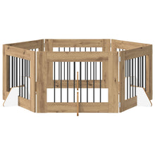 Hondenhekje met standaards 6 pcs Artisanaal eiken 80 x 60 cm
