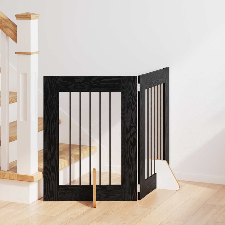 Hondenhekje met standaards 2 pcs Zwart eiken 60 x 60 cm