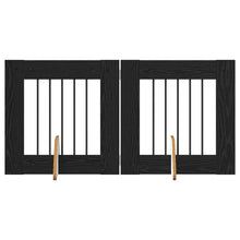 Hondenhekje met standaards 2 pcs Zwart eiken 60 x 60 cm