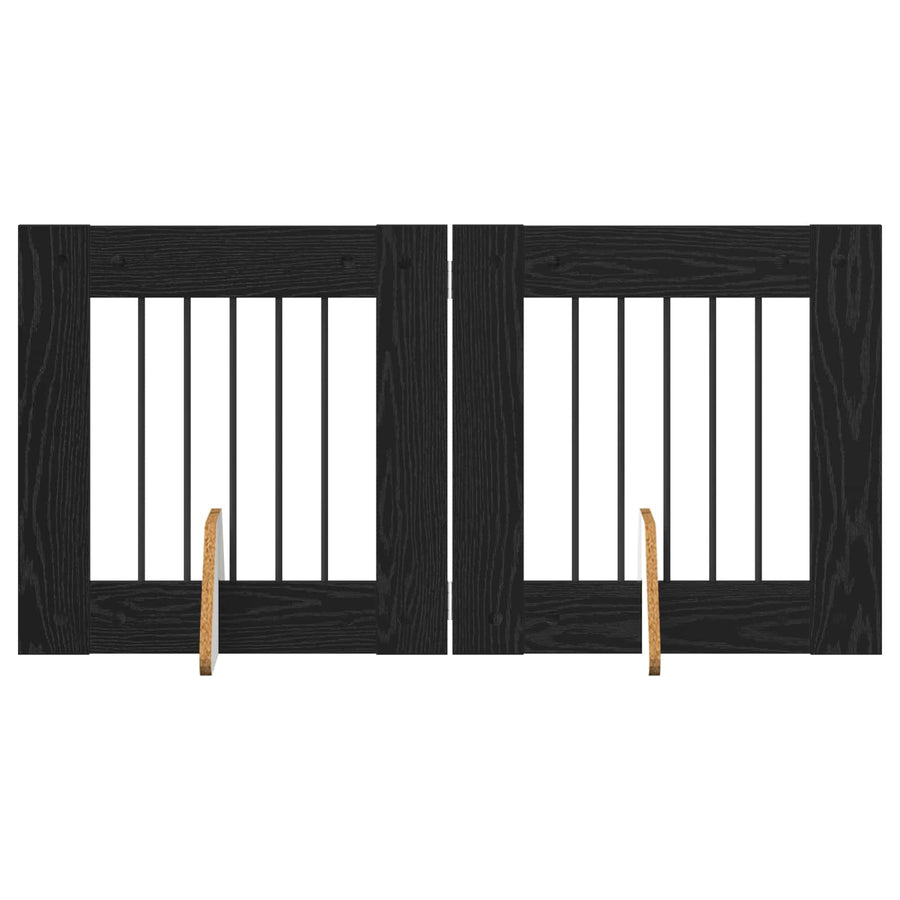 Hondenhekje met standaards 2 pcs Zwart eiken 60 x 60 cm