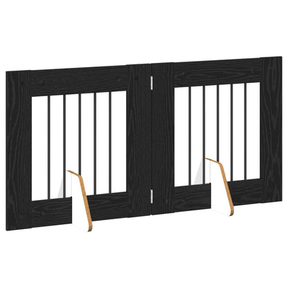 Hondenhekje met standaards 2 pcs Zwart eiken 60 x 60 cm