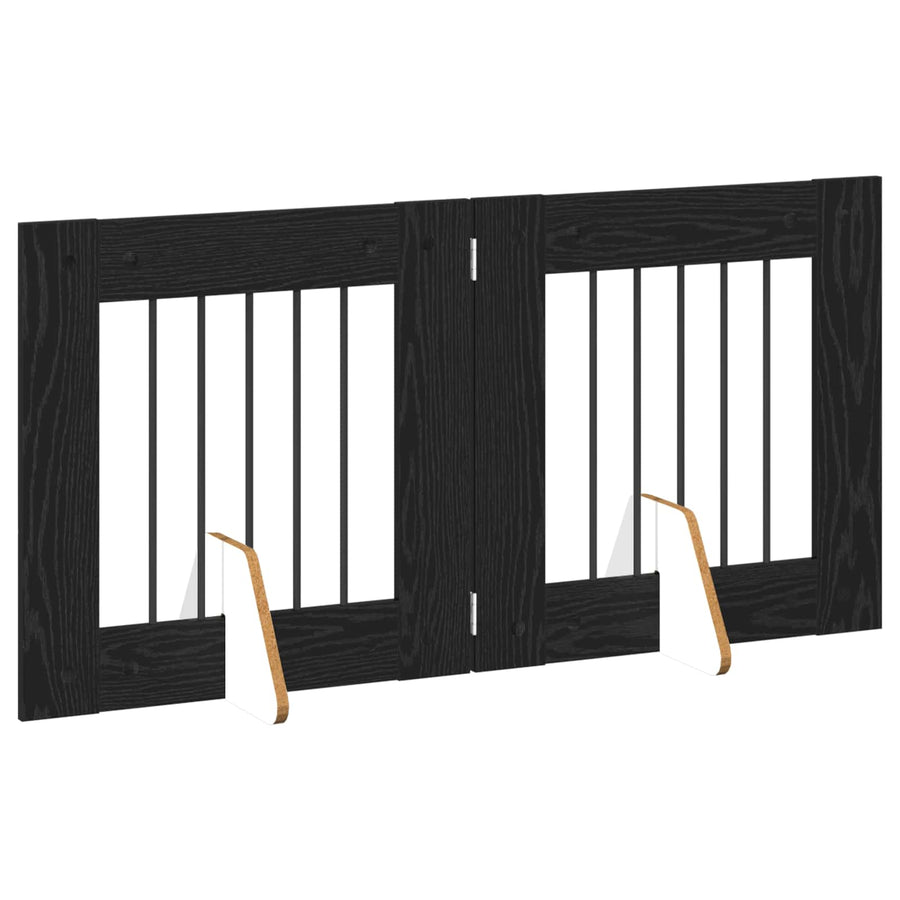 Hondenhekje met standaards 2 pcs Zwart eiken 60 x 60 cm