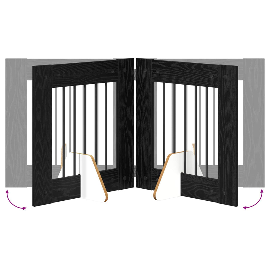 Hondenhekje met standaards 2 pcs Zwart eiken 60 x 60 cm
