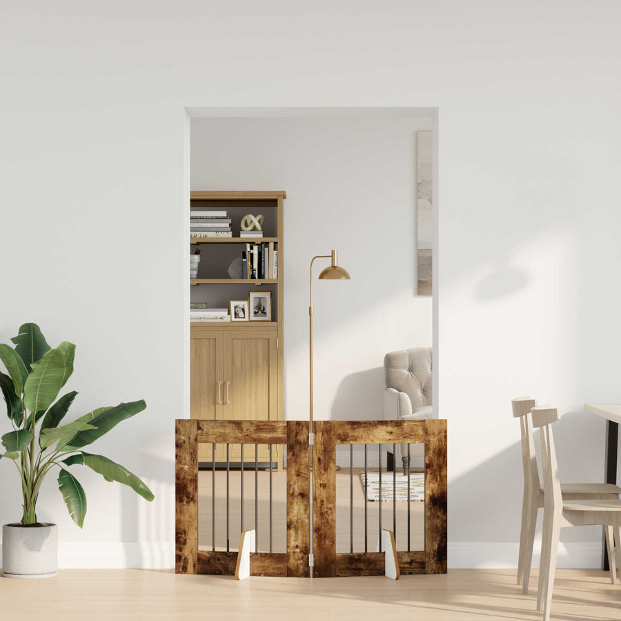 Hondenhekje met standaards 2 pcs Gerookt eiken 60 x 60 cm