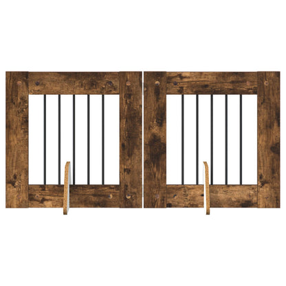 Hondenhekje met standaards 2 pcs Gerookt eiken 60 x 60 cm