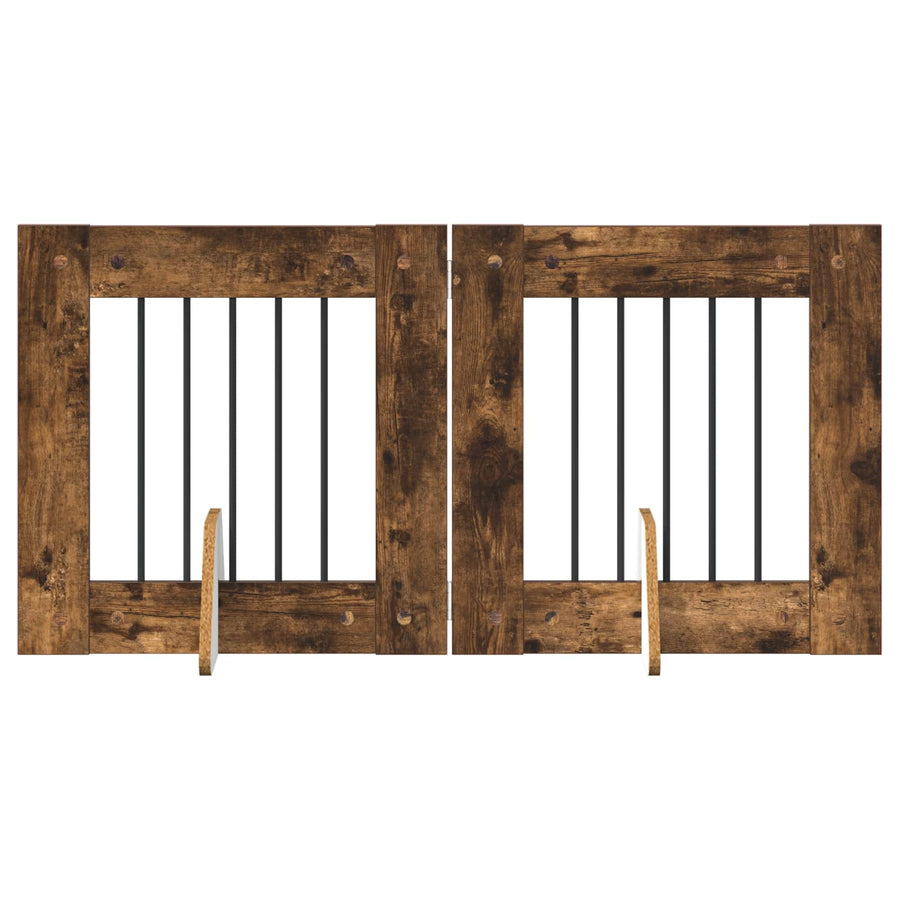 Hondenhekje met standaards 2 pcs Gerookt eiken 60 x 60 cm