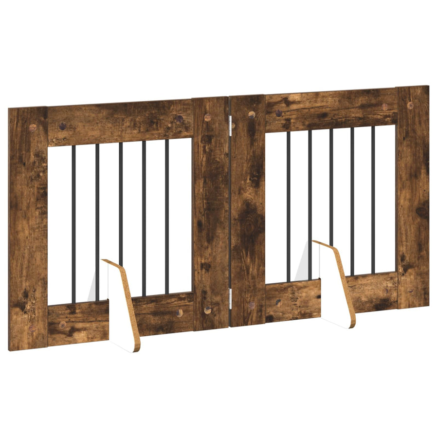 Hondenhekje met standaards 2 pcs Gerookt eiken 60 x 60 cm