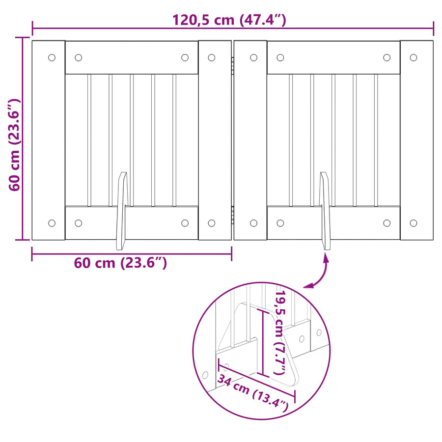 Hondenhekje met standaards 2 pcs Gerookt eiken 60 x 60 cm