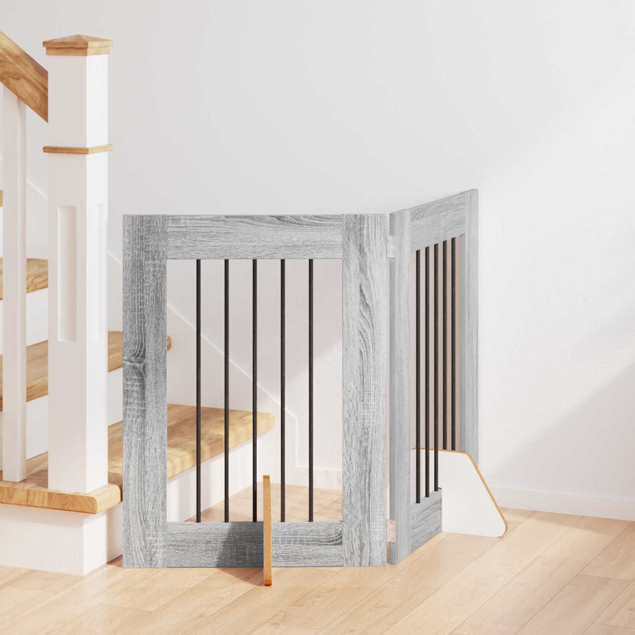 Hondenhekje met standaards 2 pcs Grijs sonoma 60 x 60 cm