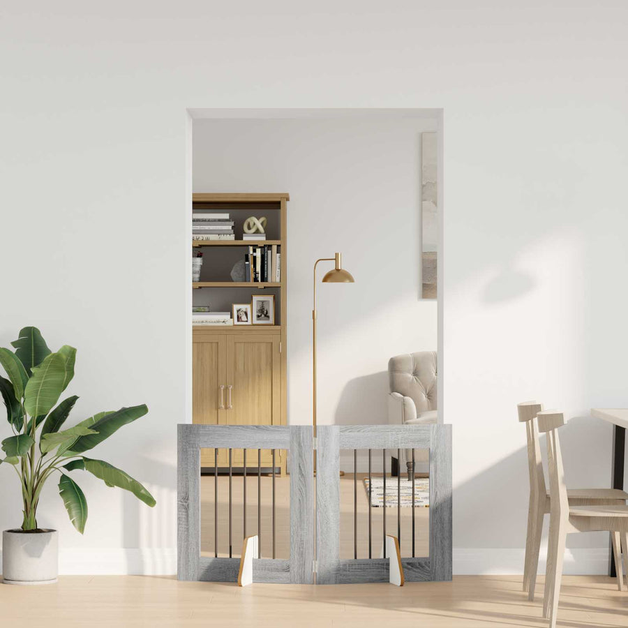 Hondenhekje met standaards 2 pcs Grijs sonoma 60 x 60 cm