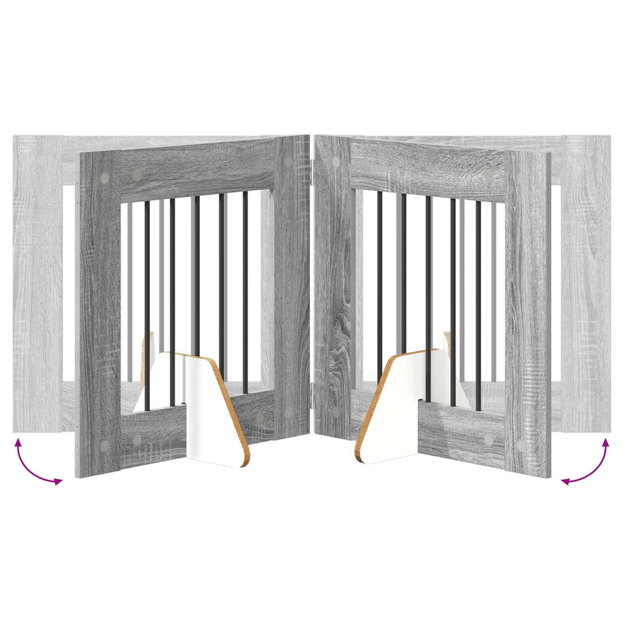 Hondenhekje met standaards 2 pcs Grijs sonoma 60 x 60 cm