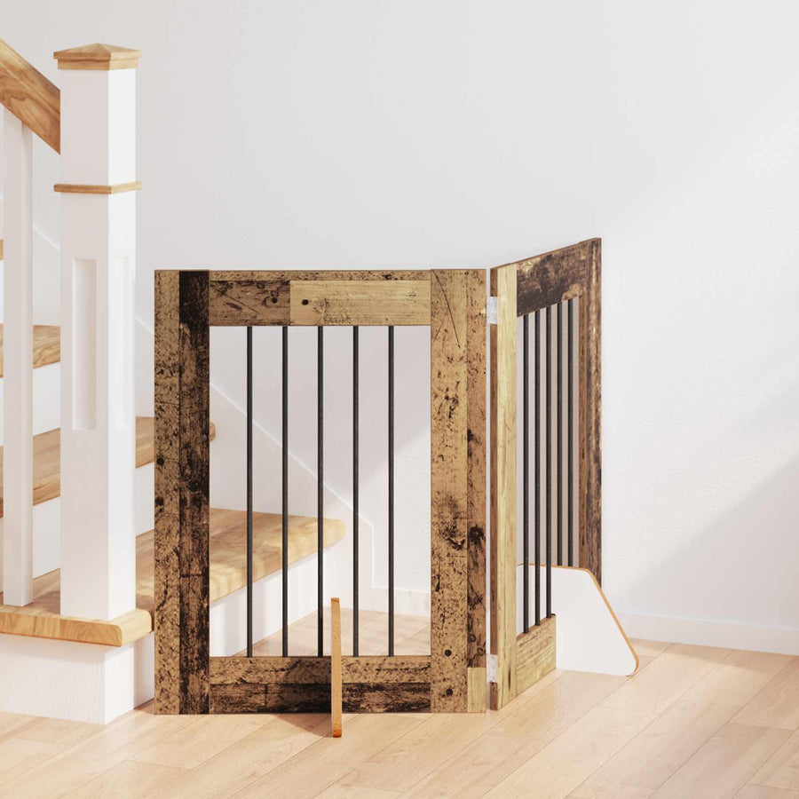 Hondenhekje met standaards 2 pcs Oud hout 60 x 60 cm