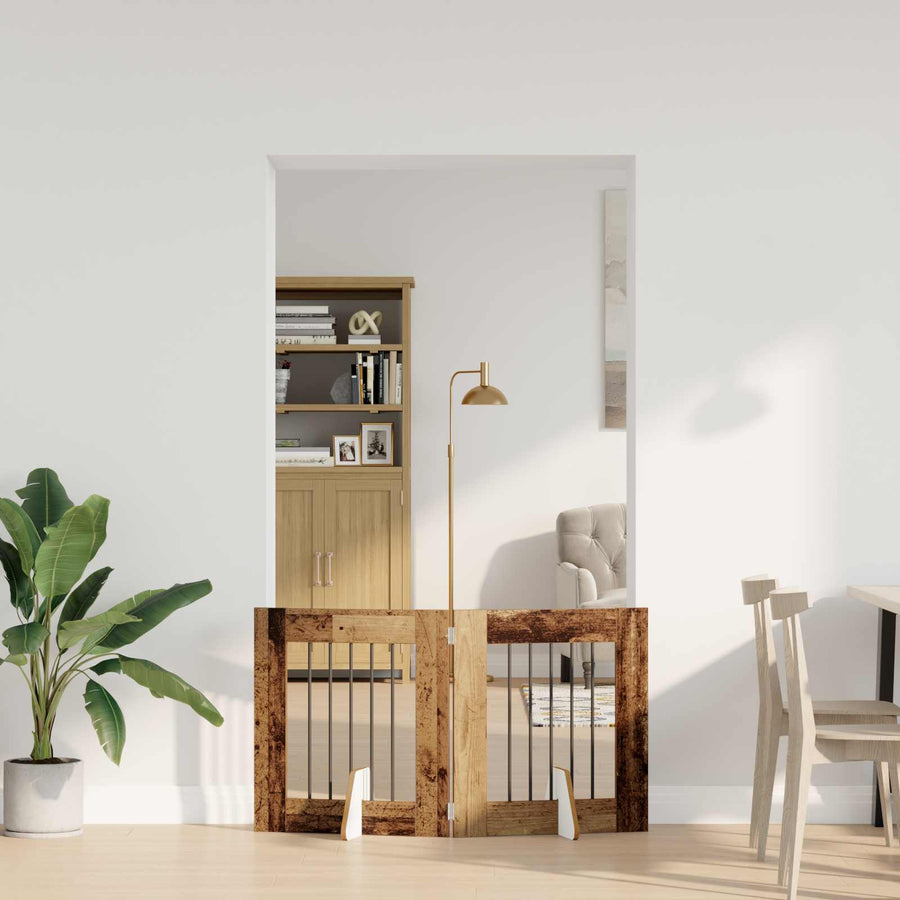 Hondenhekje met standaards 2 pcs Oud hout 60 x 60 cm