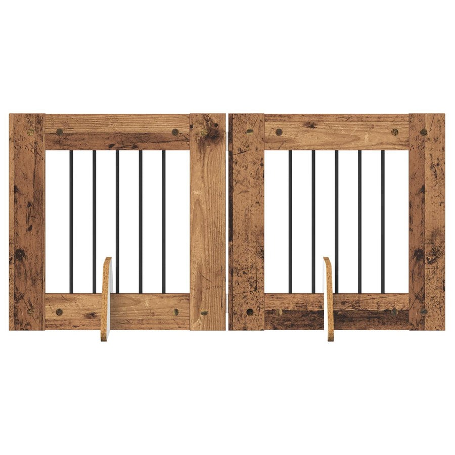 Hondenhekje met standaards 2 pcs Oud hout 60 x 60 cm