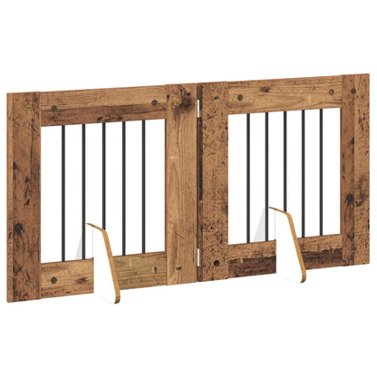 Hondenhekje met standaards 2 pcs Oud hout 60 x 60 cm