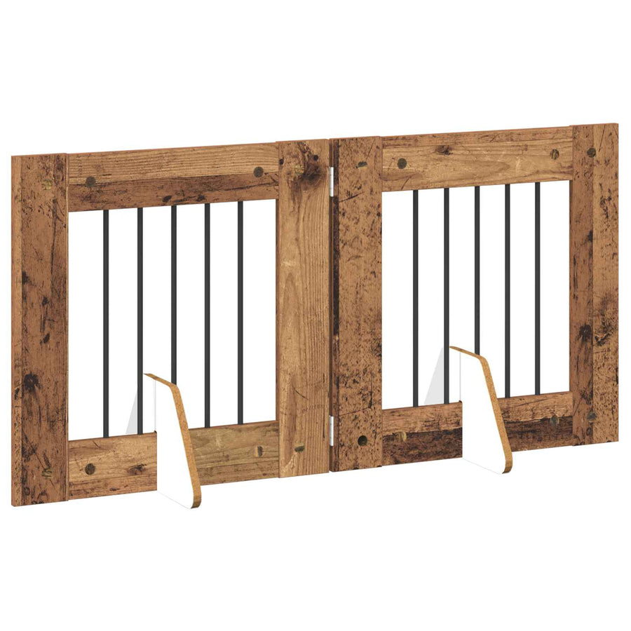 Hondenhekje met standaards 2 pcs Oud hout 60 x 60 cm
