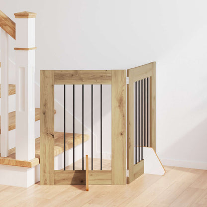 Hondenhekje met standaards 2 pcs Artisanaal eiken 60 x 60 cm