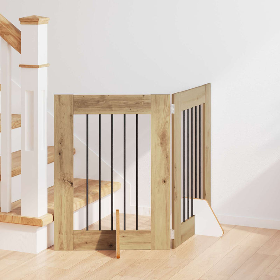 Hondenhekje met standaards 2 pcs Artisanaal eiken 60 x 60 cm