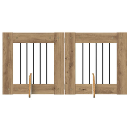 Hondenhekje met standaards 2 pcs Artisanaal eiken 60 x 60 cm