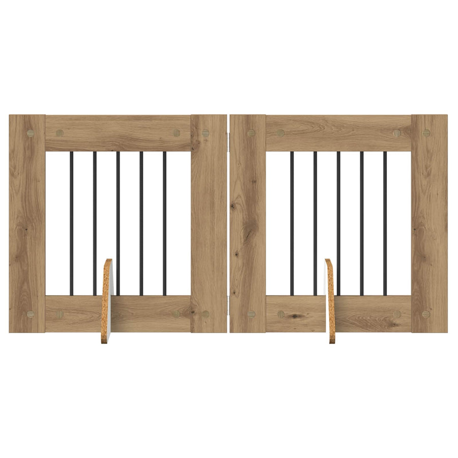 Hondenhekje met standaards 2 pcs Artisanaal eiken 60 x 60 cm