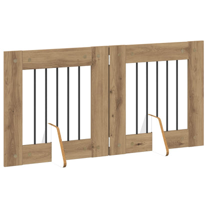 Hondenhekje met standaards 2 pcs Artisanaal eiken 60 x 60 cm