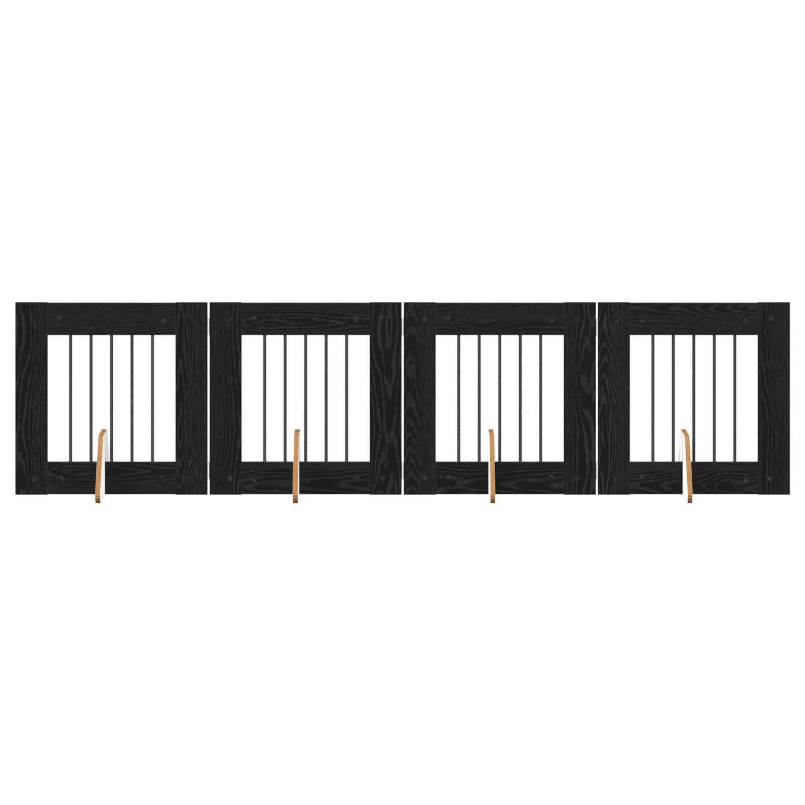 Hondenhekje met standaards 4 pcs Zwart eiken 60 x 60 cm