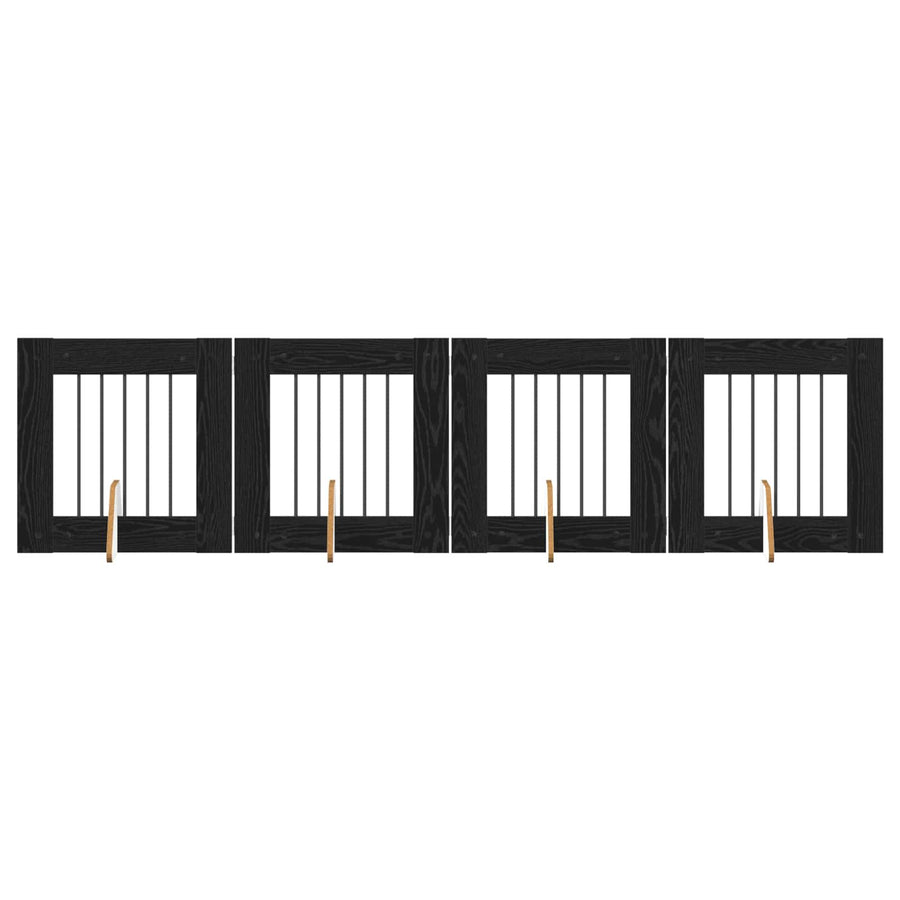 Hondenhekje met standaards 4 pcs Zwart eiken 60 x 60 cm