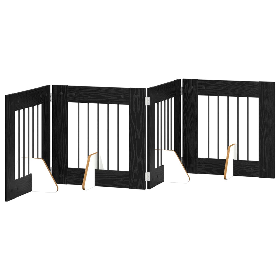 Hondenhekje met standaards 4 pcs Zwart eiken 60 x 60 cm