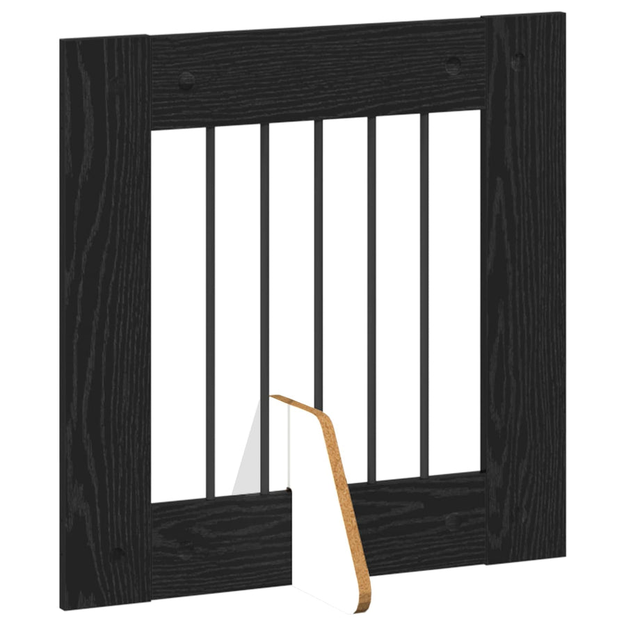 Hondenhekje met standaards 4 pcs Zwart eiken 60 x 60 cm