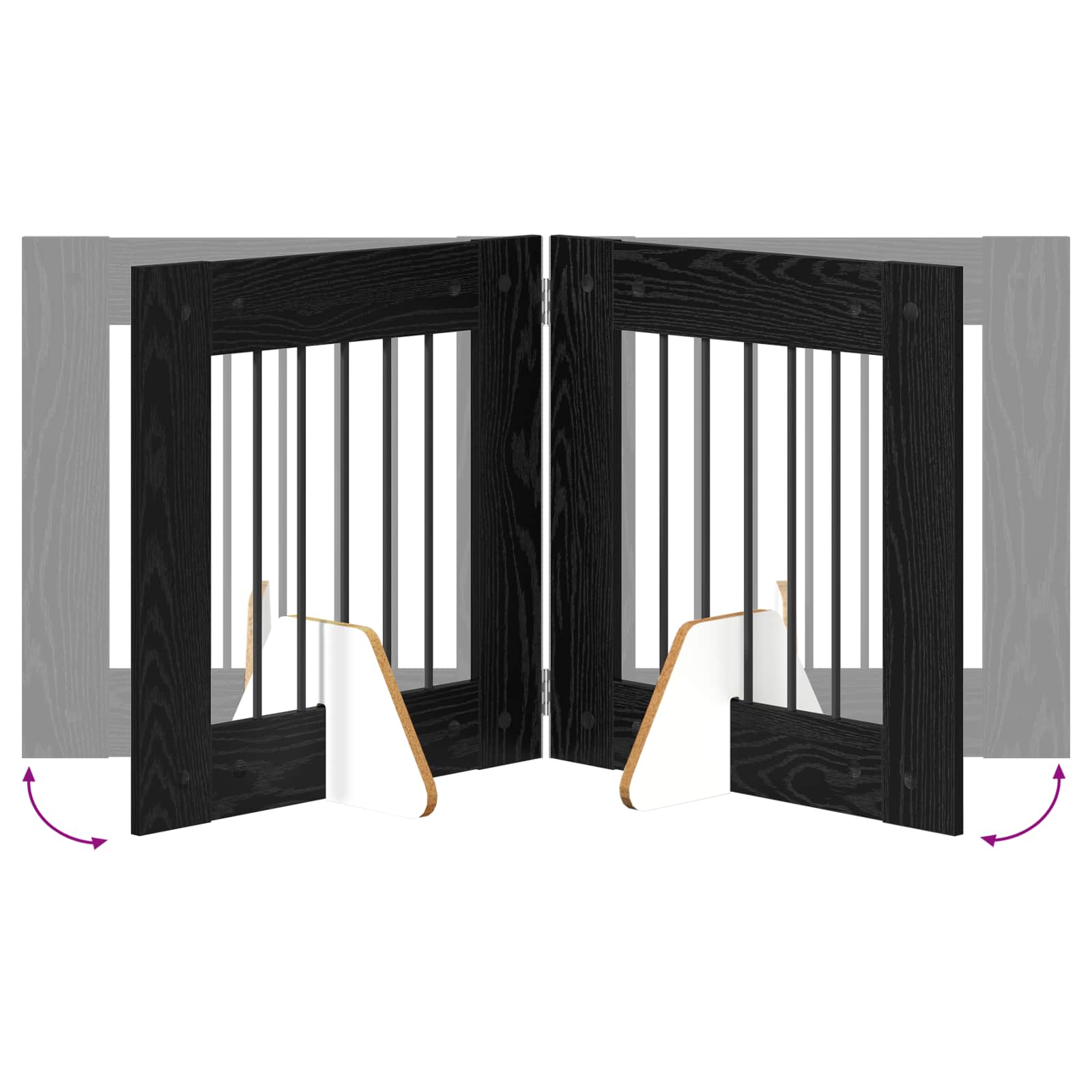 Hondenhekje met standaards 4 pcs Zwart eiken 60 x 60 cm