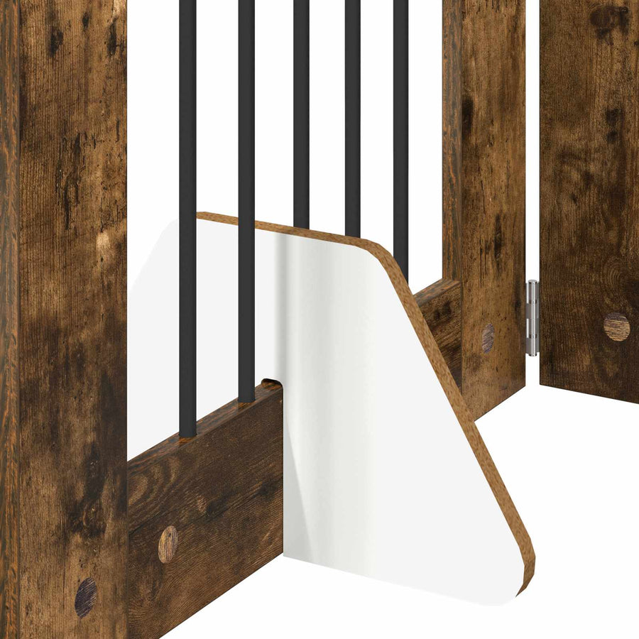 Hondenhekje met standaards 4 pcs Gerookt eiken 60 x 60 cm