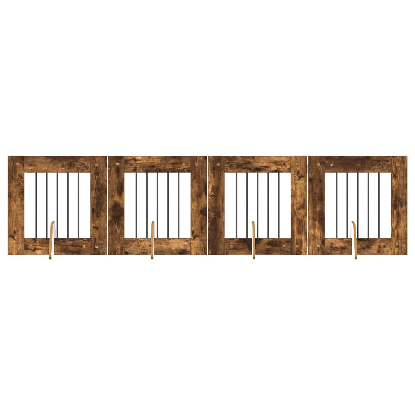 Hondenhekje met standaards 4 pcs Gerookt eiken 60 x 60 cm