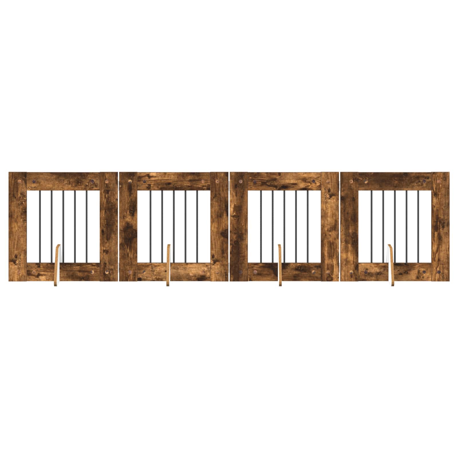 Hondenhekje met standaards 4 pcs Gerookt eiken 60 x 60 cm