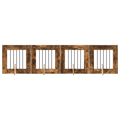 Hondenhekje met standaards 4 pcs Gerookt eiken 60 x 60 cm