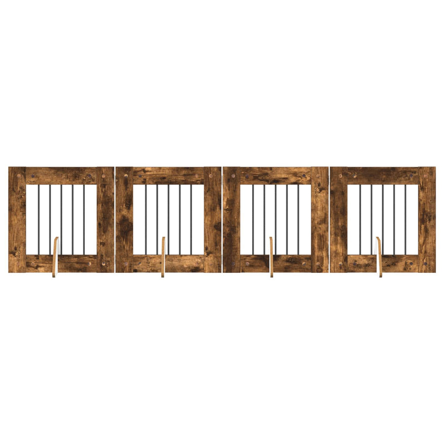 Hondenhekje met standaards 4 pcs Gerookt eiken 60 x 60 cm