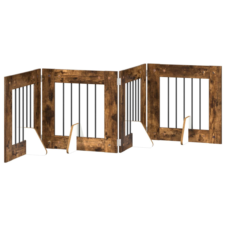 Hondenhekje met standaards 4 pcs Gerookt eiken 60 x 60 cm